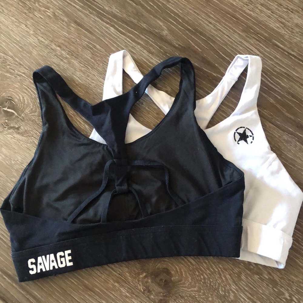 Two Savage sports bras
